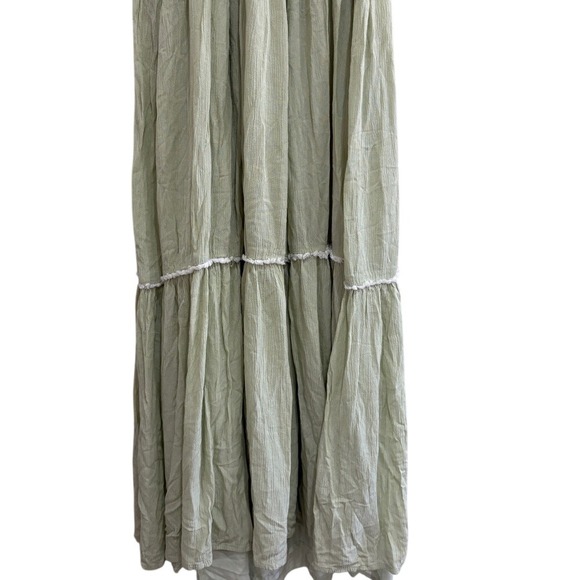 Rachel Zoe Sage Green Sleeveless Tiered Maxi Dress Bohemian Cottagecore Size 4 - Picture 7 of 7